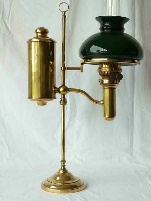VICTORIAN BRASS OIL LAMP STUDENT LIBRARY STUDY OFFICE ARGAND DUPLEX - ADDITIONAL PHOTO 3