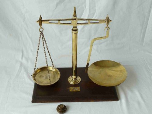 VICTORIAN BRASS SHOP SCALES BALANCE BRASS WEIGHTS HUNT CO LONDON - ADDITIONAL PHOTO 1