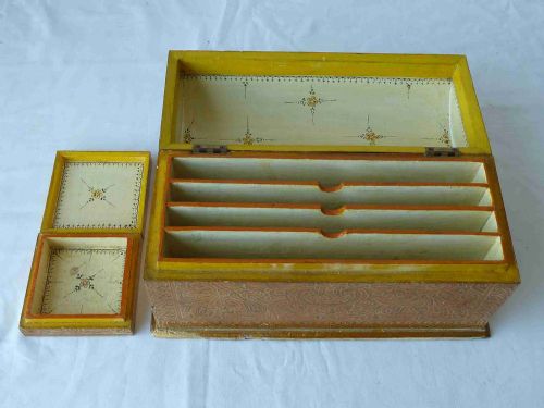 KASHMIRI DESK SET BLOTTER LETTER RACK PAPER KNIFE LACQUER INDIA - ADDITIONAL PHOTO 5