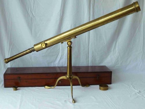 library telescope r adie liverpool tripod brass boxed table top - CATEGORY: ANTIQUE MISCELLANEOUS - DATED 1850