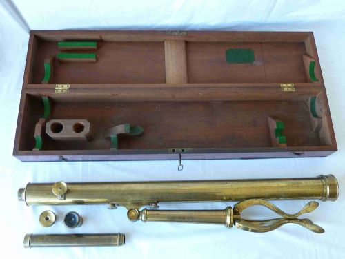 LIBRARY TELESCOPE R ADIE LIVERPOOL TRIPOD BRASS BOXED TABLE TOP - ADDITIONAL PHOTO 2