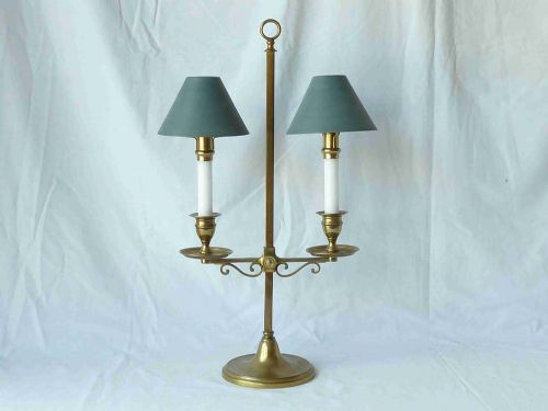 english victorian brass candelabra student table lamp candlestick bouillotte antique - CATEGORY: ANTIQUE LIGHTING - DATED 1850