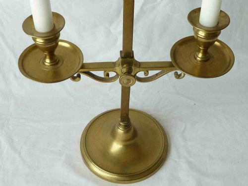 ENGLISH VICTORIAN BRASS CANDELABRA STUDENT TABLE LAMP CANDLESTICK BOUILLOTTE ANTIQUE - ADDITIONAL PHOTO 3