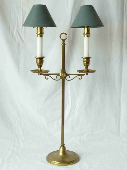 ENGLISH VICTORIAN BRASS CANDELABRA STUDENT TABLE LAMP CANDLESTICK BOUILLOTTE ANTIQUE - ADDITIONAL PHOTO 4