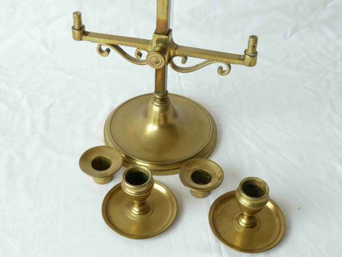 ENGLISH VICTORIAN BRASS CANDELABRA STUDENT TABLE LAMP CANDLESTICK BOUILLOTTE ANTIQUE - ADDITIONAL PHOTO 6
