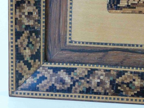 ERIDGE CASTLE TUNBRIDGE WARE WOOD MOSAIC PICTURE FRAME VICTORIAN ANTIQUE - ADDITIONAL PHOTO 4