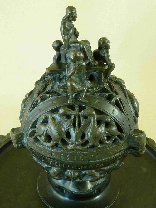 LARGE VICTORIAN MEDIEVALIST CENSER GOTHIC REVIVAL BRONZE INKWELL HEBREWS - ADDITIONAL PHOTO 2