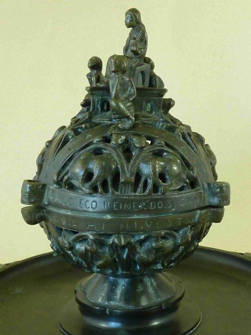 LARGE VICTORIAN MEDIEVALIST CENSER GOTHIC REVIVAL BRONZE INKWELL HEBREWS - ADDITIONAL PHOTO 3