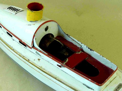 BING LIVE STEAM RACING POWER BOAT CRUISER GERMAN GBN TINPLATE TOY - ADDITIONAL PHOTO 8