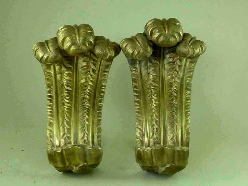 pair fleurdelys antique brass drape curtain hooks ties bracket hold back jambs pole regency ormolu - CATEGORY: ANTIQUE MISCELLANEOUS - DATED REGENCY