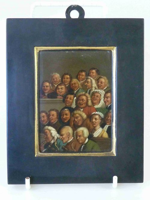 miniature study oil on tin plate after hogarth 1800 frame georgian - CATEGORY: ANTIQUE ART - DATED 1800