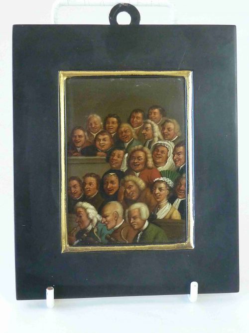 MINIATURE STUDY OIL ON TIN PLATE AFTER HOGARTH 1800 FRAME GEORGIAN - ADDITIONAL PHOTO 1