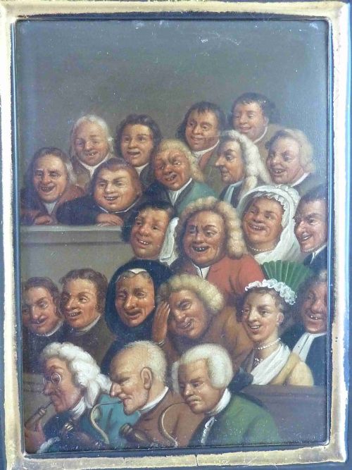 MINIATURE STUDY OIL ON TIN PLATE AFTER HOGARTH 1800 FRAME GEORGIAN - ADDITIONAL PHOTO 2