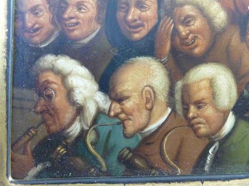 MINIATURE STUDY OIL ON TIN PLATE AFTER HOGARTH 1800 FRAME GEORGIAN - ADDITIONAL PHOTO 3