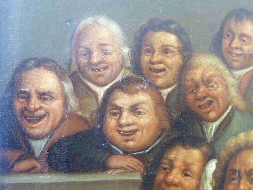 MINIATURE STUDY OIL ON TIN PLATE AFTER HOGARTH 1800 FRAME GEORGIAN - ADDITIONAL PHOTO 7