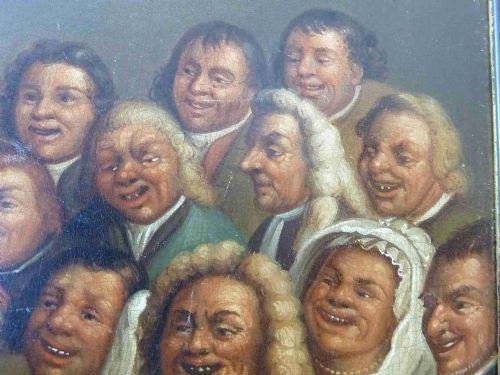MINIATURE STUDY OIL ON TIN PLATE AFTER HOGARTH 1800 FRAME GEORGIAN - ADDITIONAL PHOTO 8