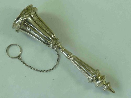solid sterling silver posy holder tussie mussie reeded engraved english - CATEGORY: ANTIQUE SILVER - DATED 1870