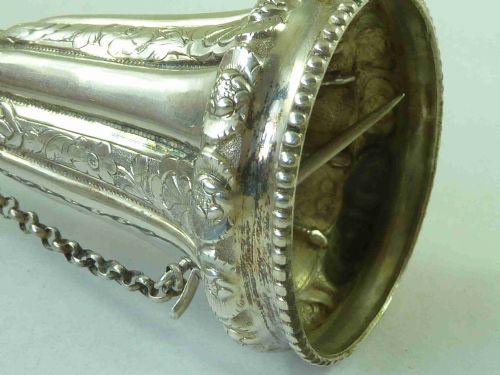 SOLID STERLING SILVER POSY HOLDER TUSSIE MUSSIE REEDED ENGRAVED ENGLISH - ADDITIONAL PHOTO 5