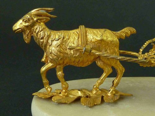 NOVELTY GOAT CART GILT BRASS PERFUME BOTTLE STAND PALAIS ROYAL FRENCH ANTIQUE - ADDITIONAL PHOTO 5