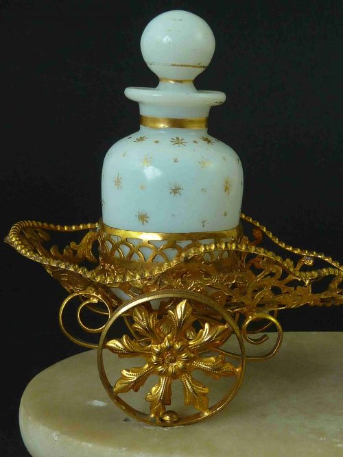 NOVELTY GOAT CART GILT BRASS PERFUME BOTTLE STAND PALAIS ROYAL FRENCH ANTIQUE - ADDITIONAL PHOTO 6