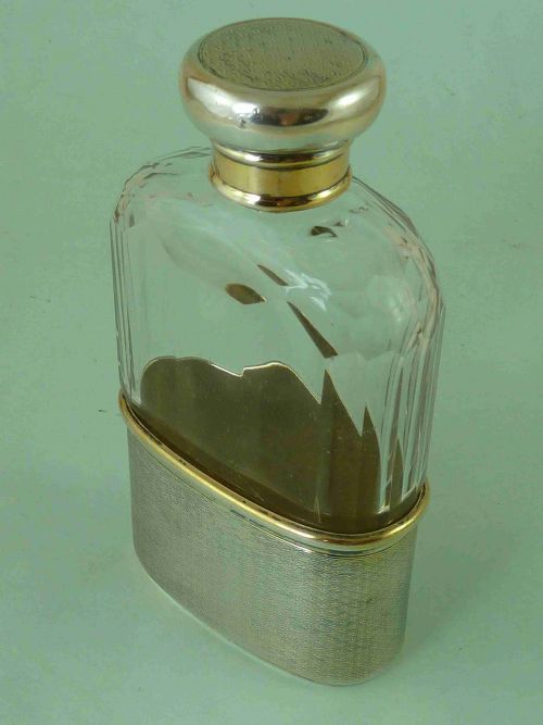 ASPREY STERLING SILVER GILT HIP FLASK LONDON 1914 GEORGE V - ADDITIONAL PHOTO 1