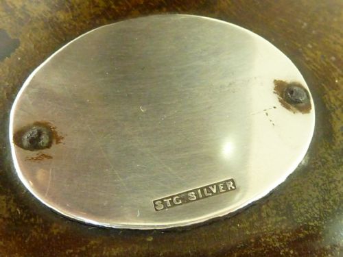 TURNED LIGNUM VITAE TABLE SALT BOWL STEM CUP TREEN SILVER ANTIQUE - ADDITIONAL PHOTO 4