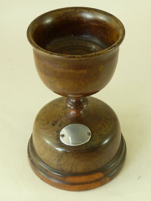 TURNED LIGNUM VITAE TABLE SALT BOWL STEM CUP TREEN SILVER ANTIQUE - ADDITIONAL PHOTO 5
