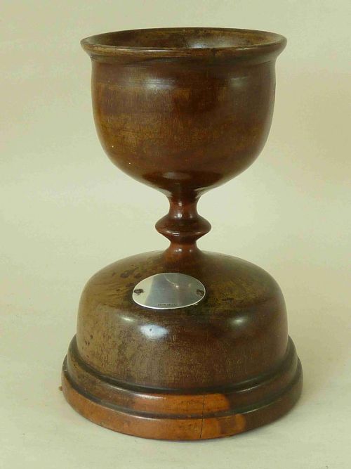 turned lignum vitae table salt bowl stem cup treen silver antique - CATEGORY: ANTIQUE MISCELLANEOUS - DATED 1890