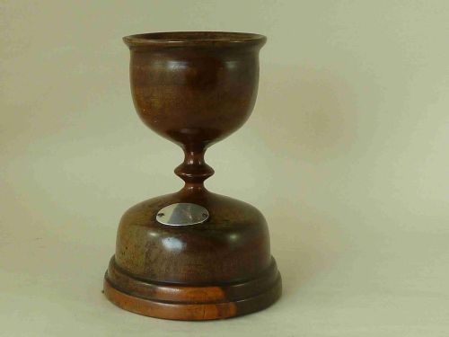 TURNED LIGNUM VITAE TABLE SALT BOWL STEM CUP TREEN SILVER ANTIQUE - ADDITIONAL PHOTO 1