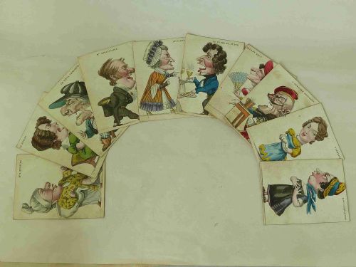 cartes mimiques french novelty animated card game toy caricature antique - CATEGORY: ANTIQUE MISCELLANEOUS - DATED 19TH CENTURY