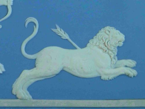 WEDGWOOD LIGHT BLUE JASPERWARE PLAQUE 1890 RECTANGULAR FRAMED MARKED JASPER ACHILLES DELIVERED TO CHIRON THE CENTAUR BY THETIS - ADDITIONAL PHOTO 9