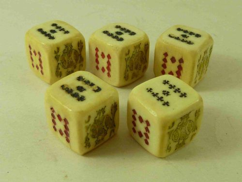 IVORY POKER DICE SHARMA BOXED SCRIMSHAW - ADDITIONAL PHOTO 2