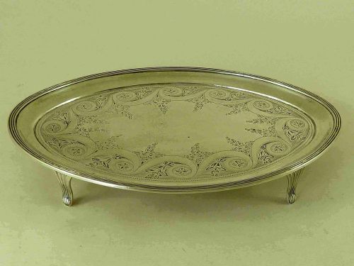 1794 peter ann bateman hallmarked georgian silver teapot stand card tray - CATEGORY: ANTIQUE SILVER - DATED 18TH CENTURY