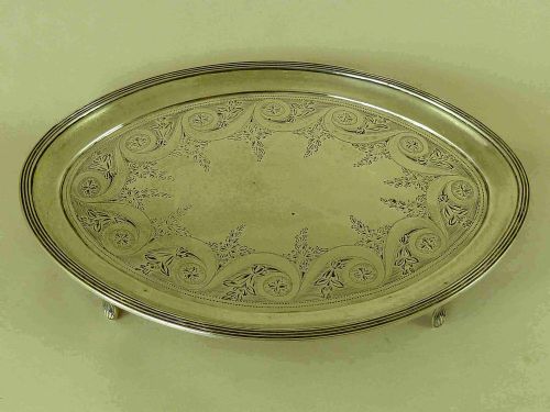1794 PETER ANN BATEMAN HALLMARKED GEORGIAN SILVER TEAPOT STAND CARD TRAY - ADDITIONAL PHOTO 2