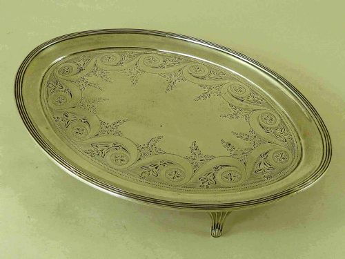 1794 PETER ANN BATEMAN HALLMARKED GEORGIAN SILVER TEAPOT STAND CARD TRAY - ADDITIONAL PHOTO 1