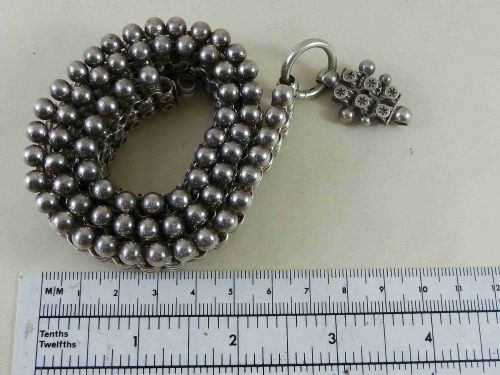 VICTORIAN SOLID SILVER COLLAR LINK CHAIN FRINGE NECKLACE BEAD CLASP STERLING - ADDITIONAL PHOTO 8