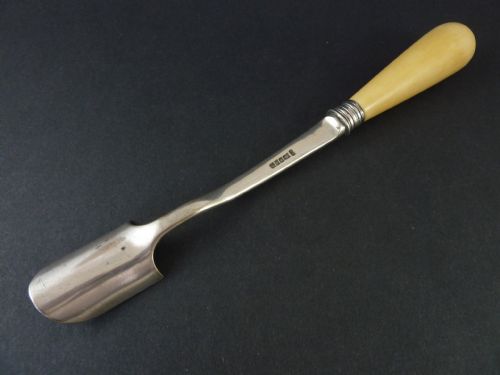 VICTORIAN SILVER PLATE AND IVORY STILTON CHEESE SCOOP THOMAS WILKINSON - ADDITIONAL PHOTO 1
