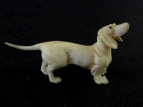 TWO CARVED IVORY DACHSHUND MINIATURE DOG MODELS VICTORIAN - ADDITIONAL PHOTO 3