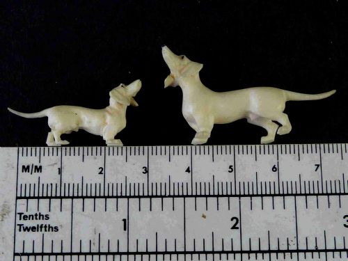 TWO CARVED IVORY DACHSHUND MINIATURE DOG MODELS VICTORIAN - ADDITIONAL PHOTO 5