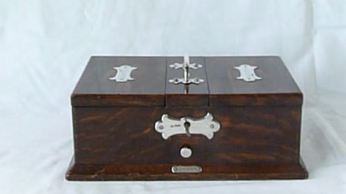 EDWARDIAN SILVER MOUNTED CEDAR LINED OAK BOX CIGARETTE CIGAR VESTA MATCHES HUMIDOR - ADDITIONAL PHOTO 1