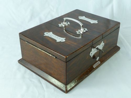 EDWARDIAN SILVER MOUNTED CEDAR LINED OAK BOX CIGARETTE CIGAR VESTA MATCHES HUMIDOR - ADDITIONAL PHOTO 2