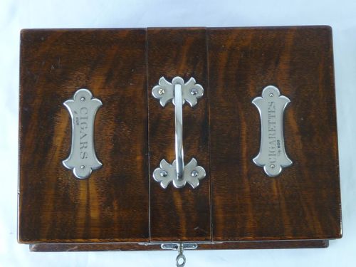 EDWARDIAN SILVER MOUNTED CEDAR LINED OAK BOX CIGARETTE CIGAR VESTA MATCHES HUMIDOR - ADDITIONAL PHOTO 6
