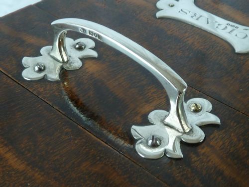 EDWARDIAN SILVER MOUNTED CEDAR LINED OAK BOX CIGARETTE CIGAR VESTA MATCHES HUMIDOR - ADDITIONAL PHOTO 8
