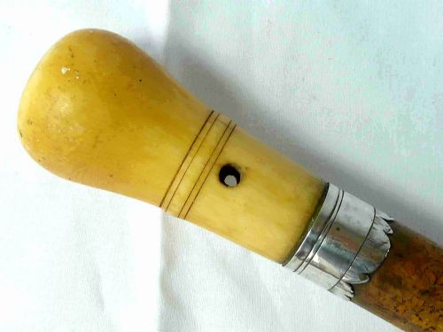 1700 TURNED IVORY MALACCA WALKING STICK ENGLISH CANE SILVER DATED DW - ADDITIONAL PHOTO 1