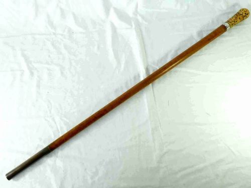 17TH CENTURY TURNED IVORY PIQUE MALACCA WALKING STICK ENGLISH CANE SILVER - ADDITIONAL PHOTO 6