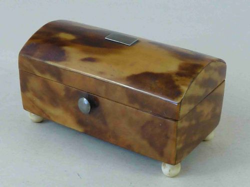 tortoiseshell casket domed top miniature box - CATEGORY: ANTIQUE BOXES - DATED REGENCY
