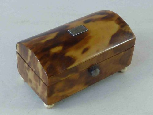TORTOISESHELL CASKET DOMED TOP MINIATURE BOX - ADDITIONAL PHOTO 3