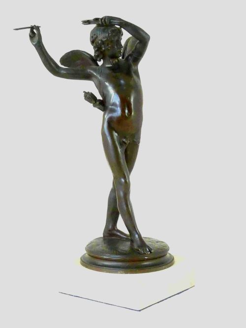 french bronze figure cupid eros moreau vauthier thiebu founders paris sculpture - CATEGORY: ANTIQUE METAL - DATED 1890
