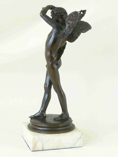 FRENCH BRONZE FIGURE CUPID EROS MOREAU VAUTHIER THIEBU FOUNDERS PARIS SCULPTURE - ADDITIONAL PHOTO 1