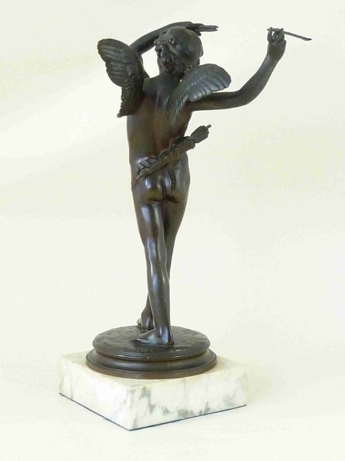 FRENCH BRONZE FIGURE CUPID EROS MOREAU VAUTHIER THIEBU FOUNDERS PARIS SCULPTURE - ADDITIONAL PHOTO 2